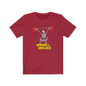 Barbell Brigade - Red Unisex T-shirt - Knurly Designs