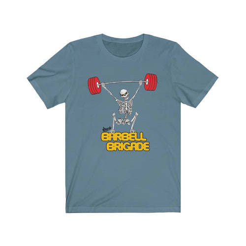 Barbell Brigade - Steel Blue Unisex T-shirt - Knurly Designs