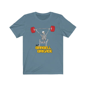 Barbell Brigade - Steel Blue Unisex T-shirt - Knurly Designs