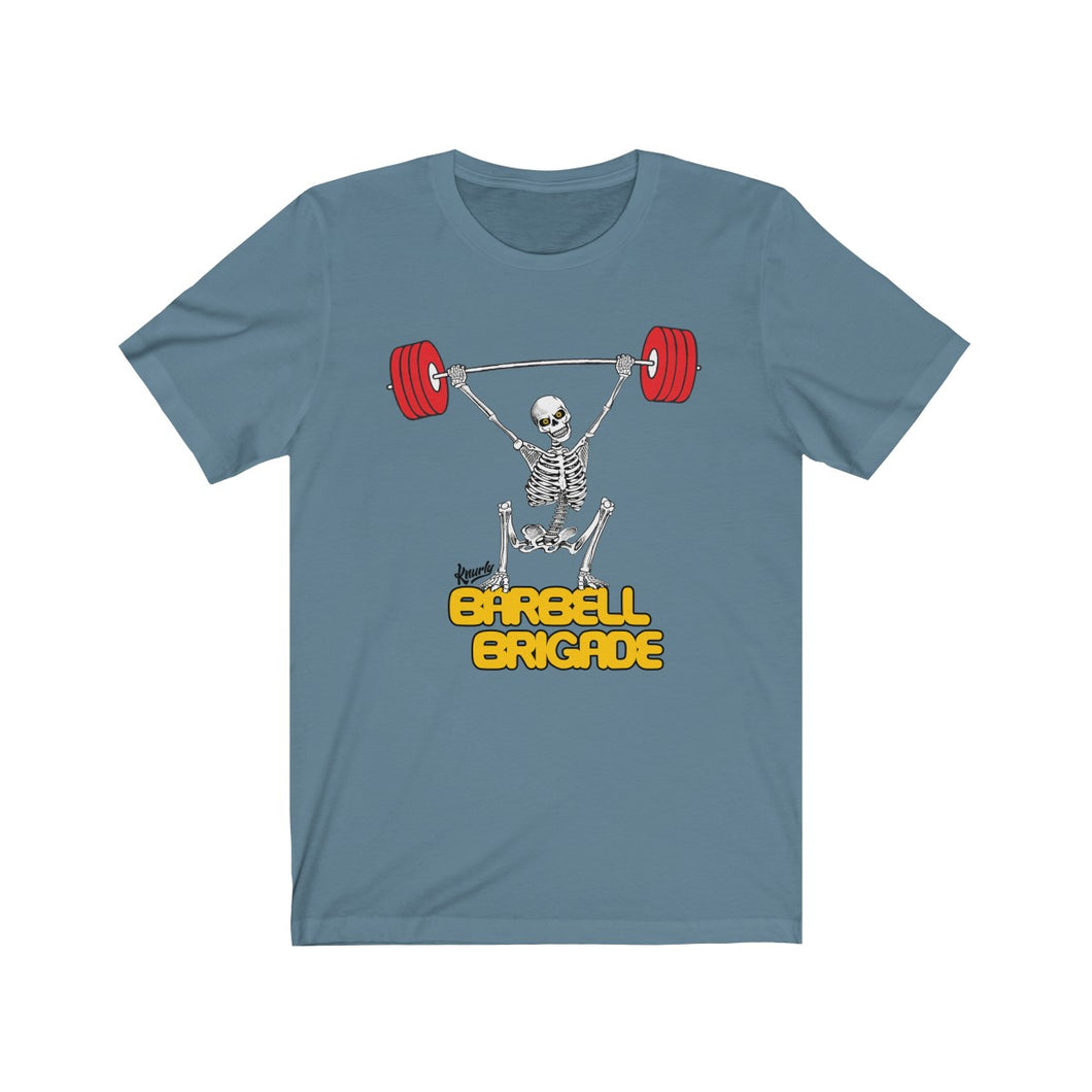 Barbell Brigade - Steel Blue Unisex T-shirt - Knurly Designs