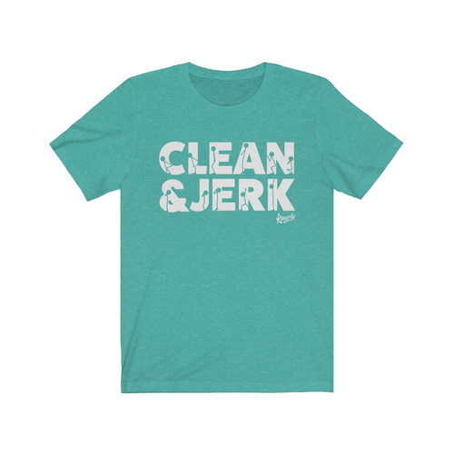 CLEAN & JERK - Sea Green Unisex T-shirt - Knurly Designs