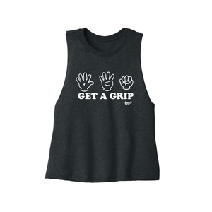 Get A Grip - Charcoal Women's Crop Singlet - Knurly Designs