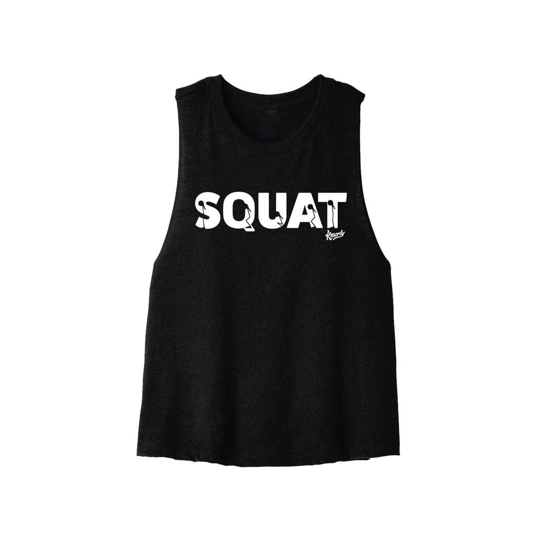 SQUAT - Charcoal Women's Crop Singlet - Knurly Designs